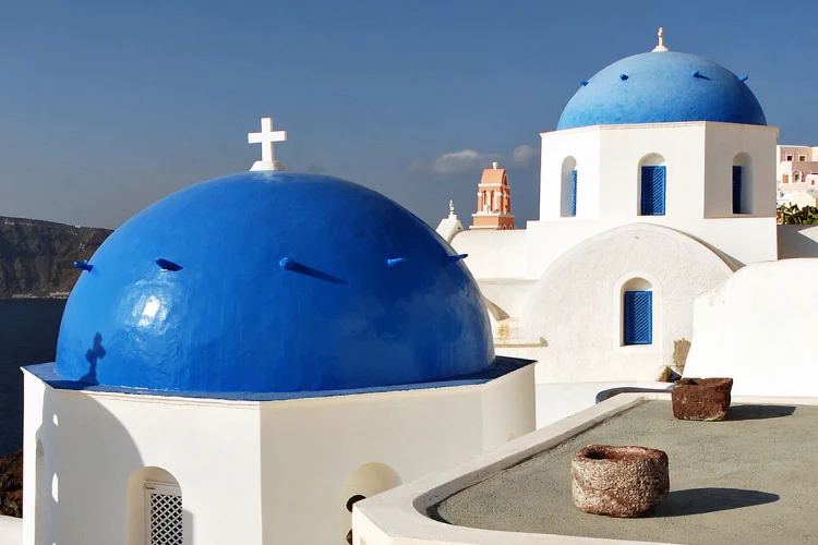 Blue Domed Church Santorini